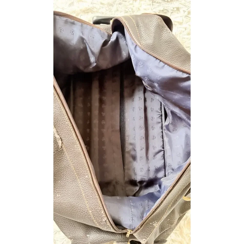 Brooks Brothers Brown Pebble Grain Leather Rolling Duffle